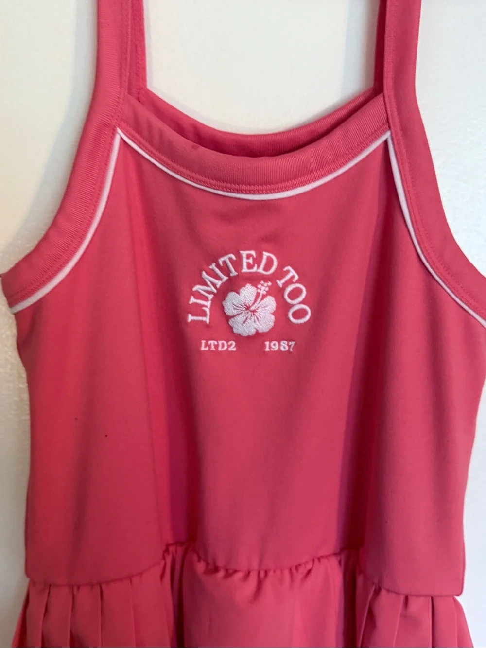 Limited Too Girls Size M (10) Pink Hibiscus Active Dress | Pleated Tennis Skort